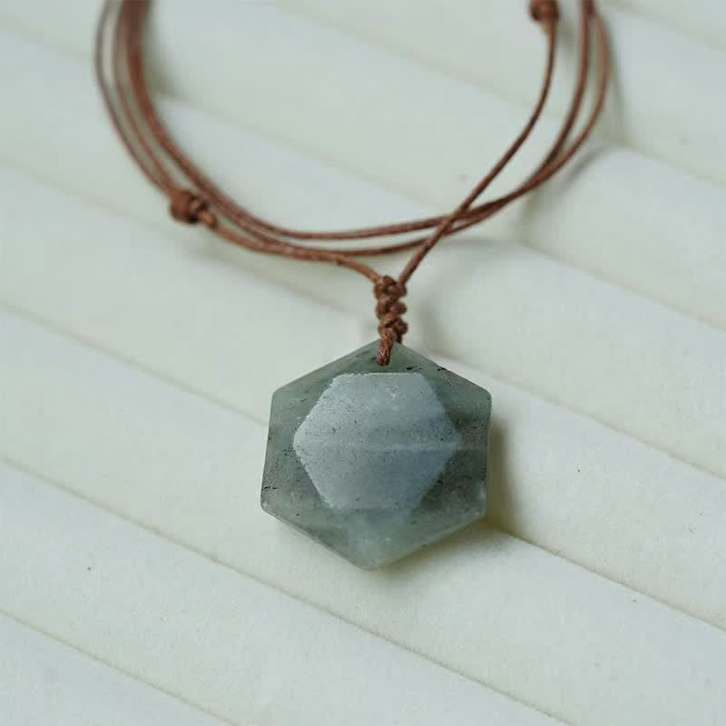 Buddha Stones Star of David Carving Clear Quartz Indian Agate Amethyst Healing Necklace Pendant