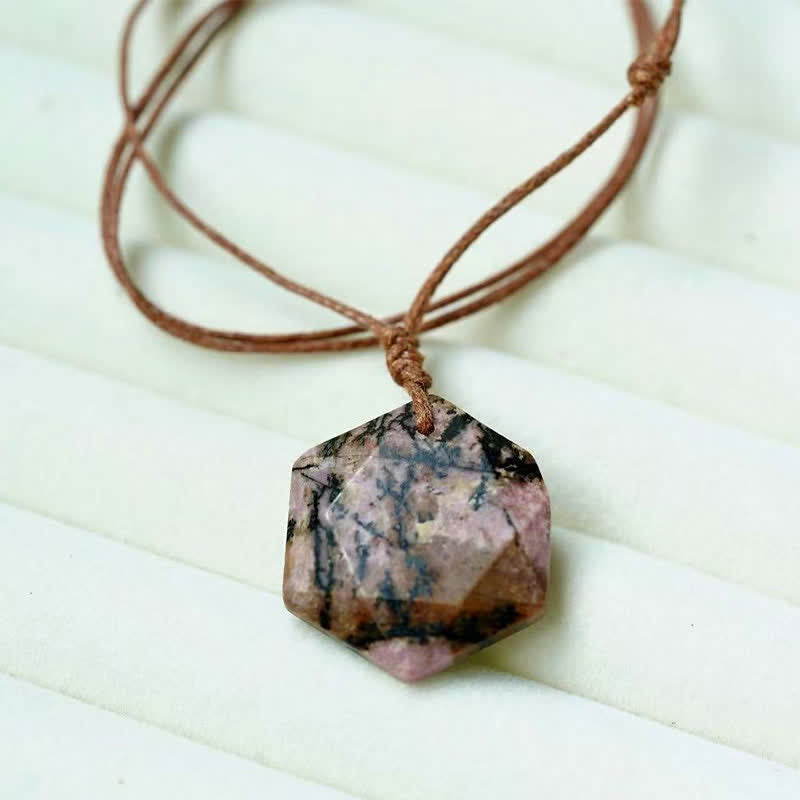 Buddha Stones Star of David Carving Clear Quartz Indian Agate Amethyst Healing Necklace Pendant
