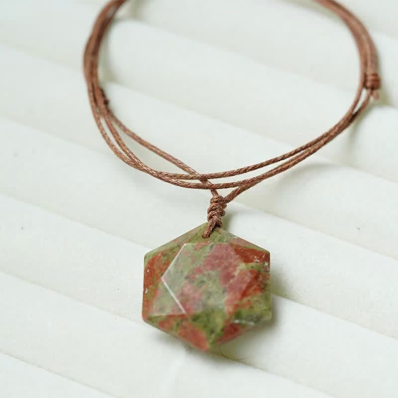 Buddha Stones Star of David Carving Clear Quartz Indian Agate Amethyst Healing Necklace Pendant