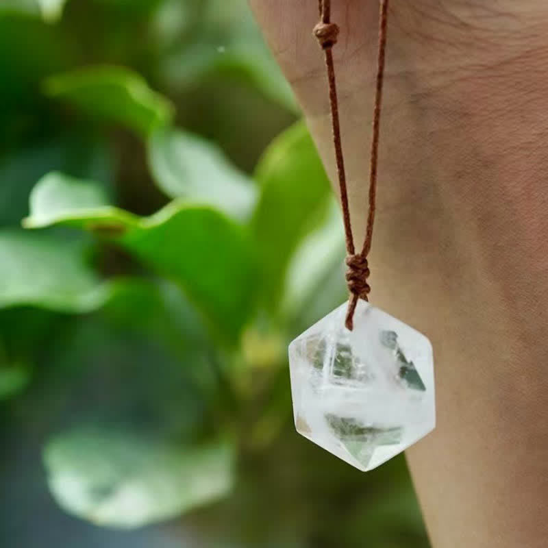 Buddha Stones Star of David Carving Clear Quartz Indian Agate Amethyst Healing Necklace Pendant