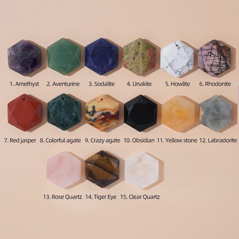 Buddha Stones Star of David Carving Clear Quartz Indian Agate Amethyst Healing Necklace Pendant