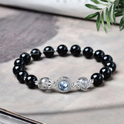 Buddha Stones Black Obsidian Silver Sheen Obsidian Zircon Purification Bracelet
