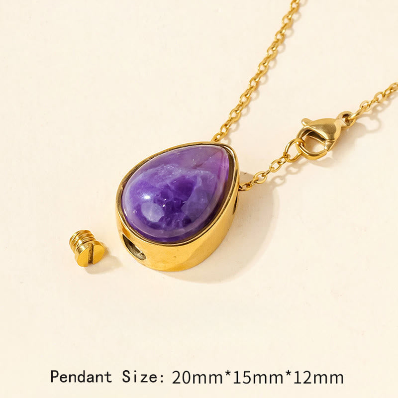 Buddha Stones Natural Blue Lace Agate Rose Quartz Black Onyx Teardrop Design Balance Necklace Pendant
