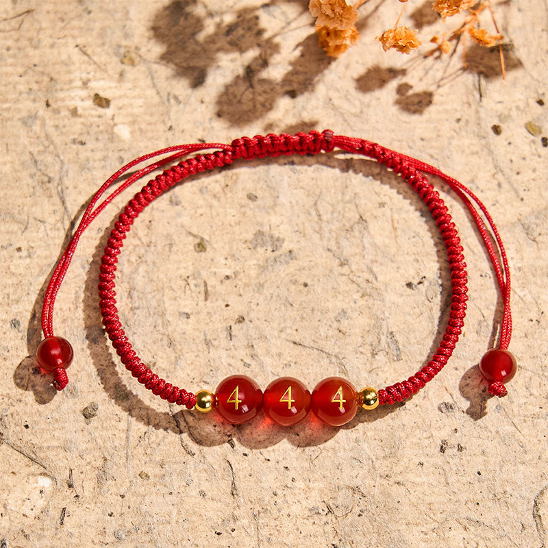 Buddha Stones Angel Number Red String Red Agate Beads Luck Braided Adjustable Bracelet
