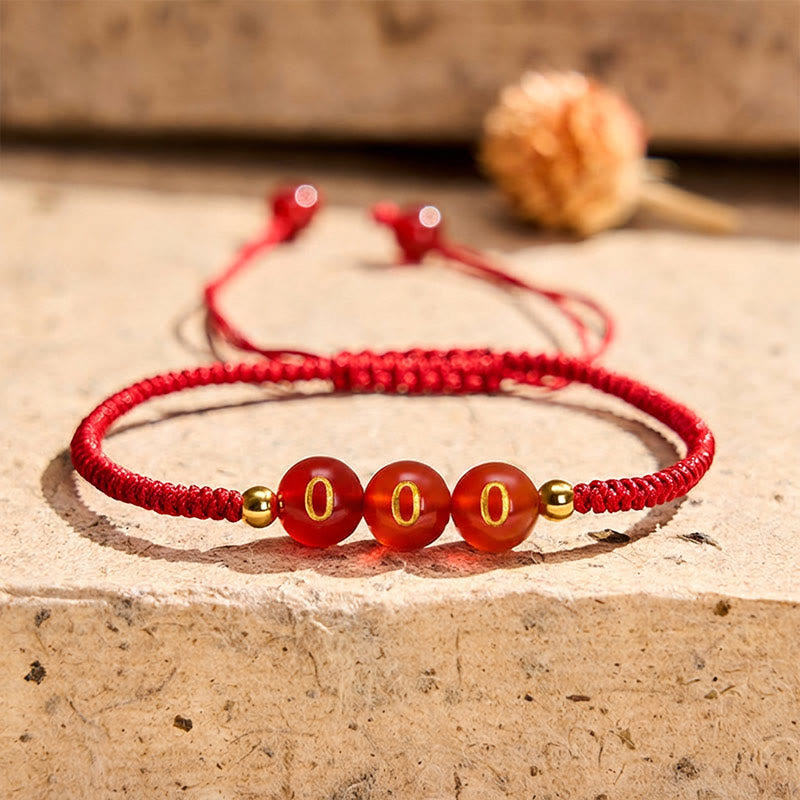Buddha Stones Angel Number Red String Red Agate Beads Luck Braided Adjustable Bracelet