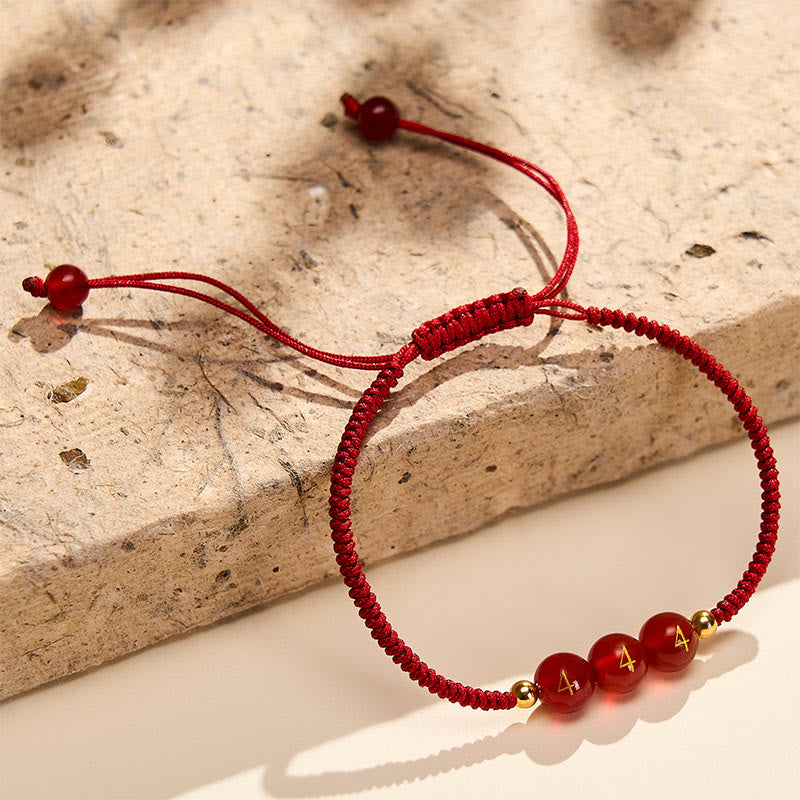 Buddha Stones Angel Number Red String Red Agate Beads Luck Braided Adjustable Bracelet