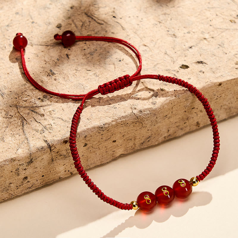 Buddha Stones Angel Number Red String Red Agate Beads Luck Braided Adjustable Bracelet