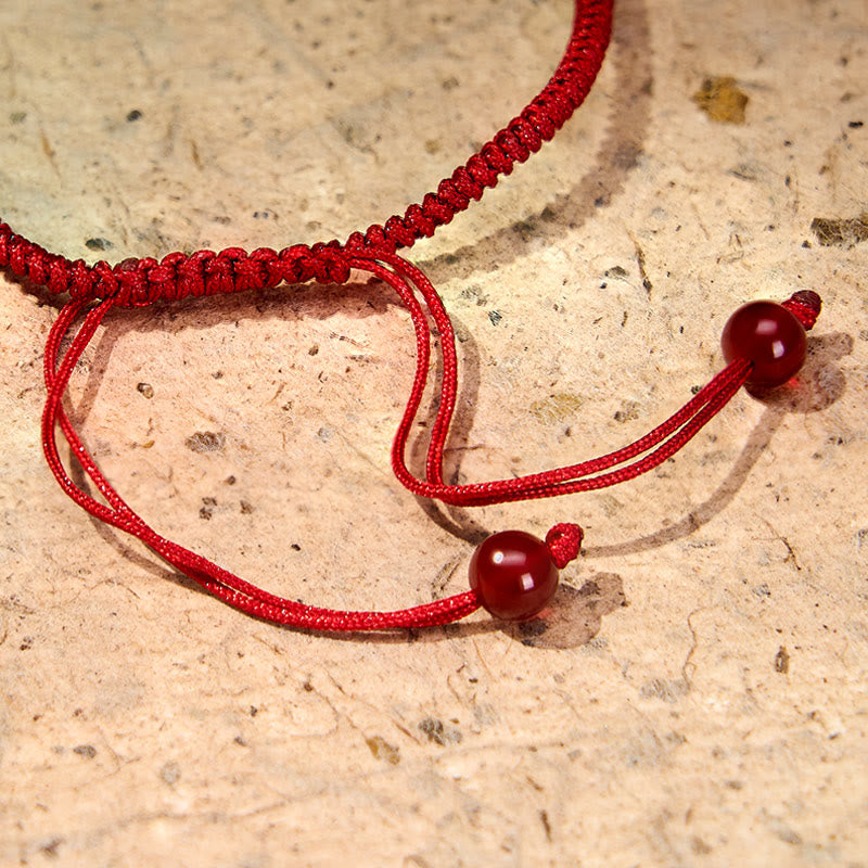 Buddha Stones Angel Number Red String Red Agate Beads Luck Braided Adjustable Bracelet