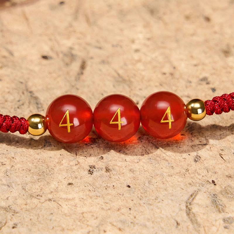 Buddha Stones Angel Number Red String Red Agate Beads Luck Braided Adjustable Bracelet