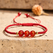 Buddha Stones Angel Number Red String Red Agate Beads Luck Braided Adjustable Bracelet