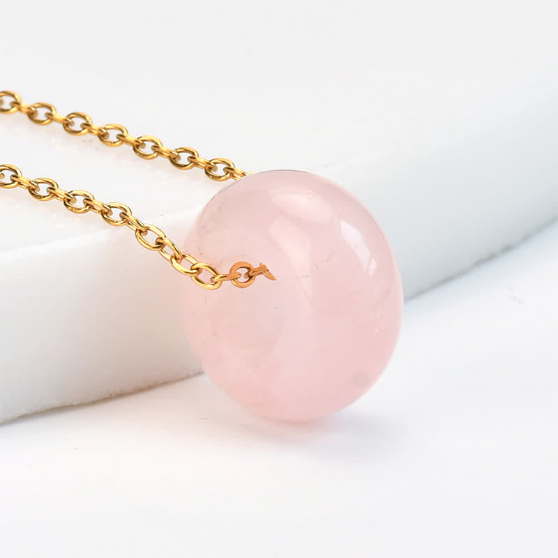 Buddha Stones Natural Rose Quartz Green Aventurine Round Crystal Healing Necklace
