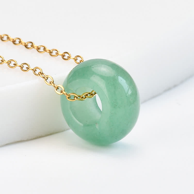 Buddha Stones Natural Rose Quartz Green Aventurine Round Crystal Healing Necklace