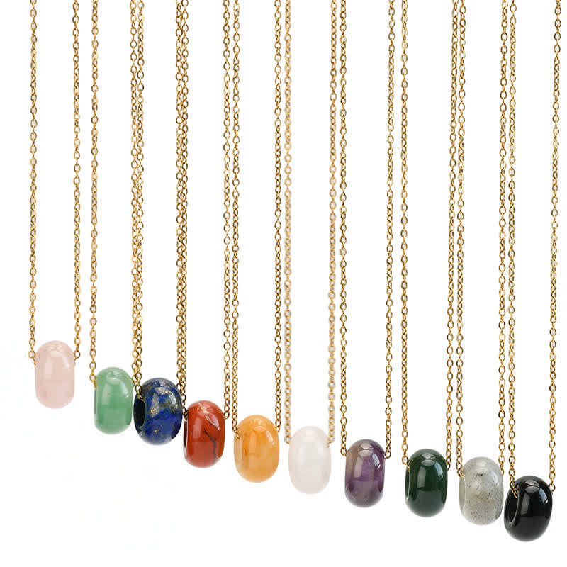 Buddha Stones Natural Rose Quartz Green Aventurine Round Crystal Healing Necklace