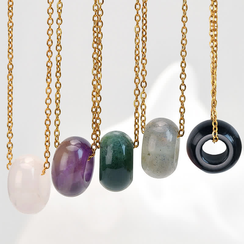 Buddha Stones Natural Rose Quartz Green Aventurine Round Crystal Healing Necklace