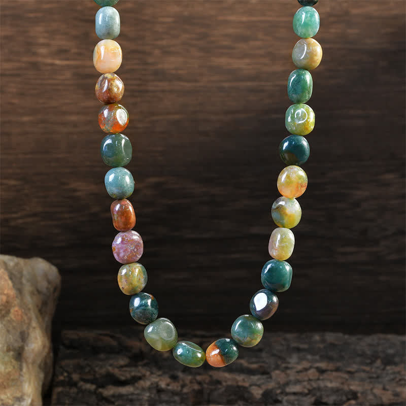 Buddha Stones Natural Indian Agate Irregular Shapes Crystal Bead Positive Necklace