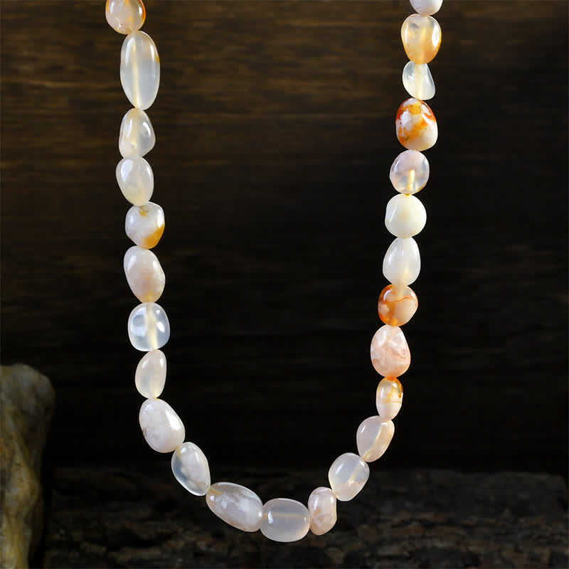 Buddha Stones Natural Indian Agate Irregular Shapes Crystal Bead Positive Necklace
