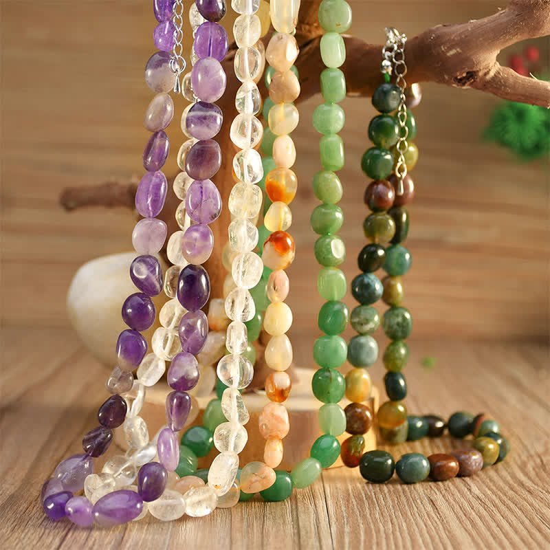 Buddha Stones Natural Indian Agate Irregular Shapes Crystal Bead Positive Necklace
