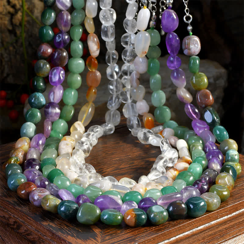 Buddha Stones Natural Indian Agate Irregular Shapes Crystal Bead Positive Necklace