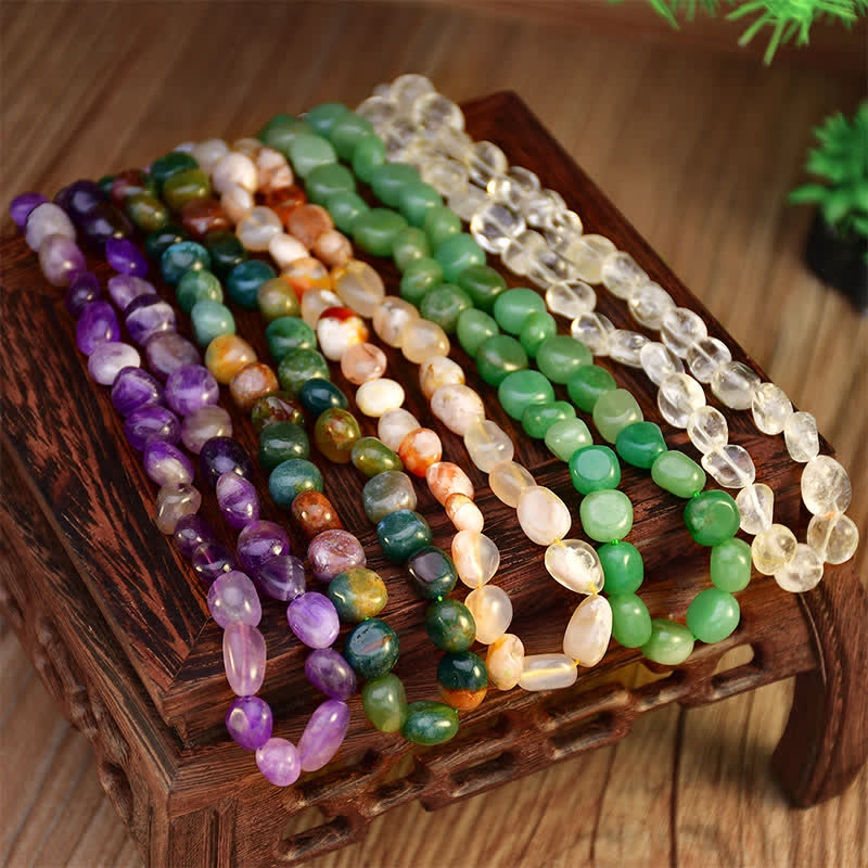 Buddha Stones Natural Indian Agate Irregular Shapes Crystal Bead Positive Necklace