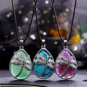 Buddha Stones Natural Green Aventurine Dragonfly Teardrop Shape Inlay Crystal Balance Necklace