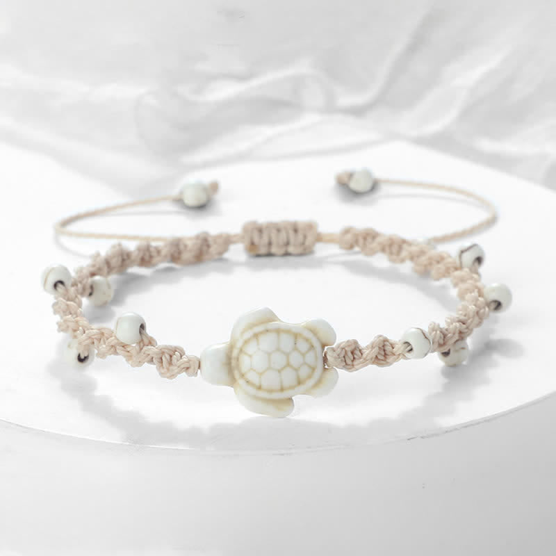 Buddha Stones Turquoise Turtle Design Braided Rope Protection Bracelet
