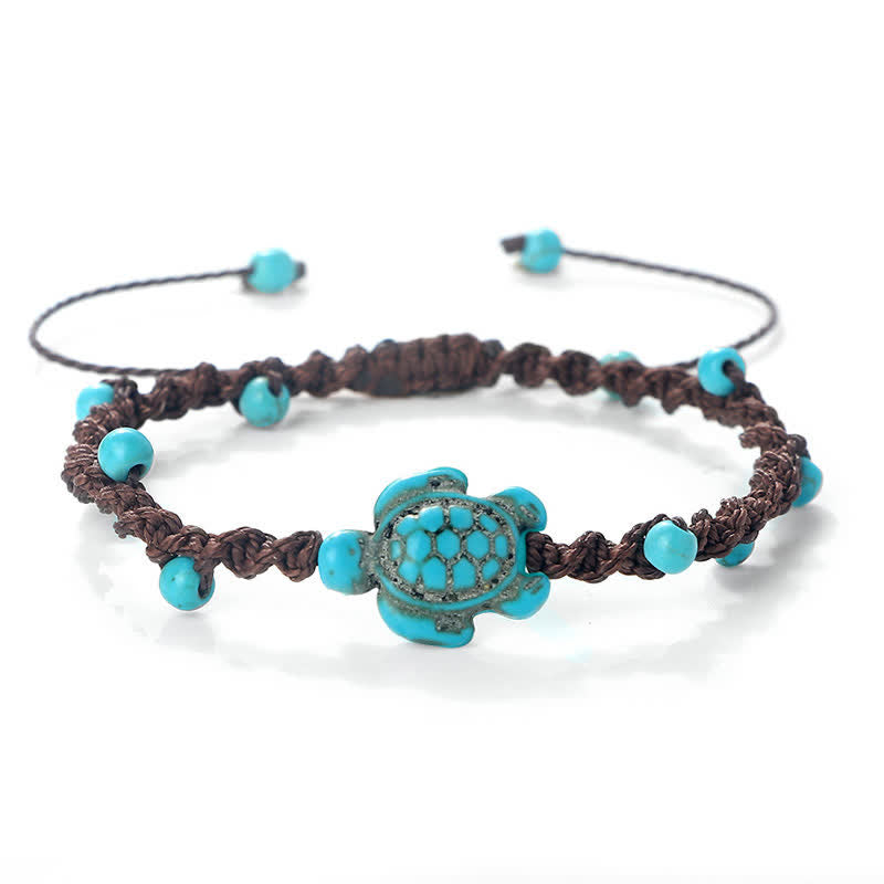 EverestArtStudios Turquoise Turtle Design Braided Rope Protection Bracelet