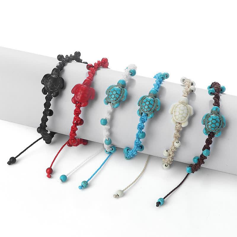 EverestArtStudios Turquoise Turtle Design Braided Rope Protection Bracelet
