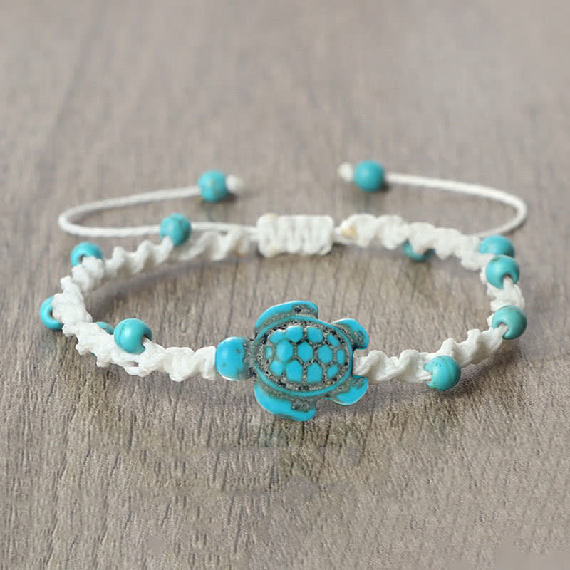 EverestArtStudios Turquoise Turtle Design Braided Rope Protection Bracelet