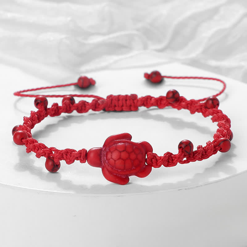 Buddha Stones Turquoise Turtle Design Braided Rope Protection Bracelet