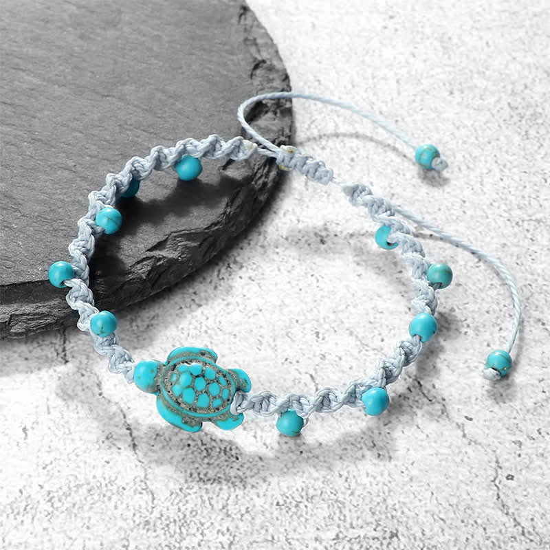 EverestArtStudios Turquoise Turtle Design Braided Rope Protection Bracelet
