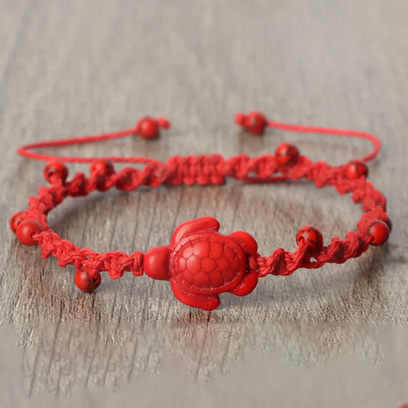 Buddha Stones Turquoise Turtle Design Braided Rope Protection Bracelet