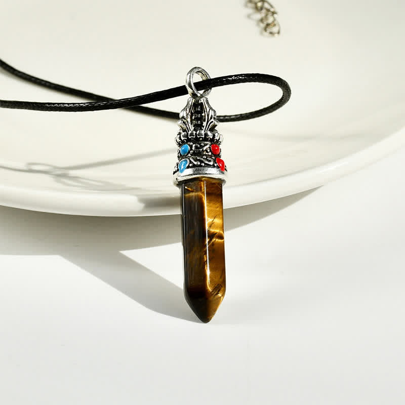 EverestArtStudios Natural Turquoise Tiger Eye Wisdom Rope Necklace