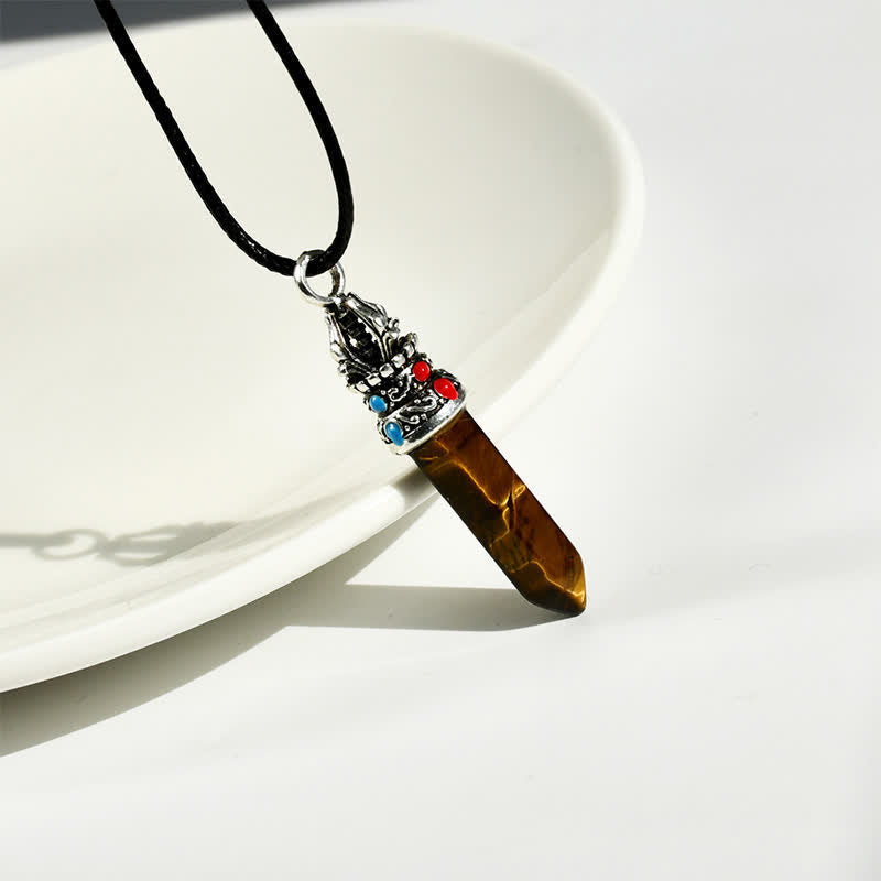 EverestArtStudios Natural Turquoise Tiger Eye Wisdom Rope Necklace