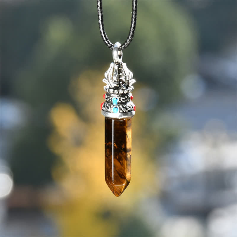 EverestArtStudios Natural Turquoise Tiger Eye Wisdom Rope Necklace