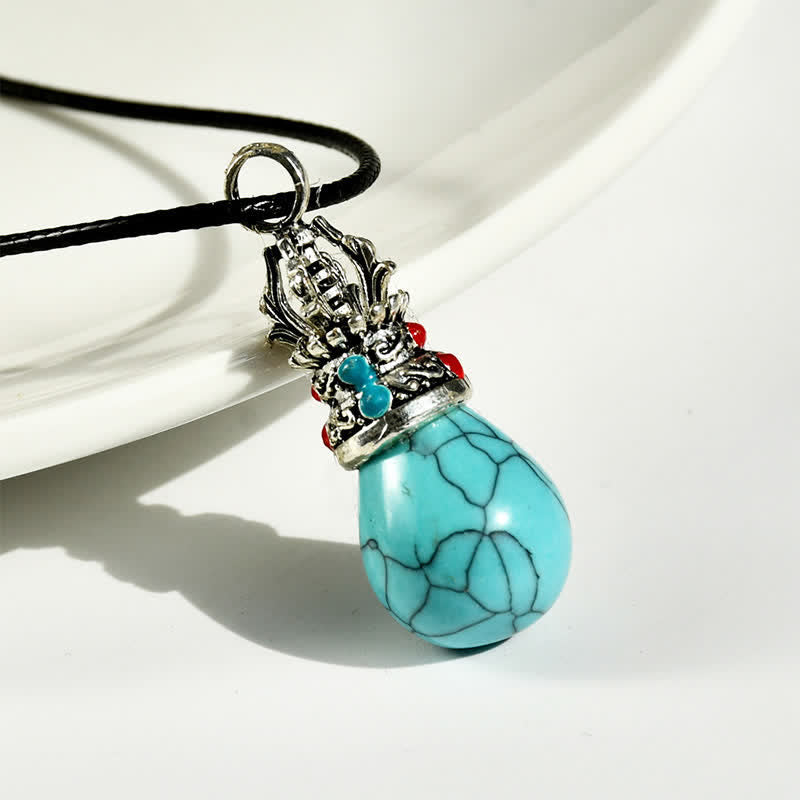 EverestArtStudios Natural Turquoise Tiger Eye Wisdom Rope Necklace