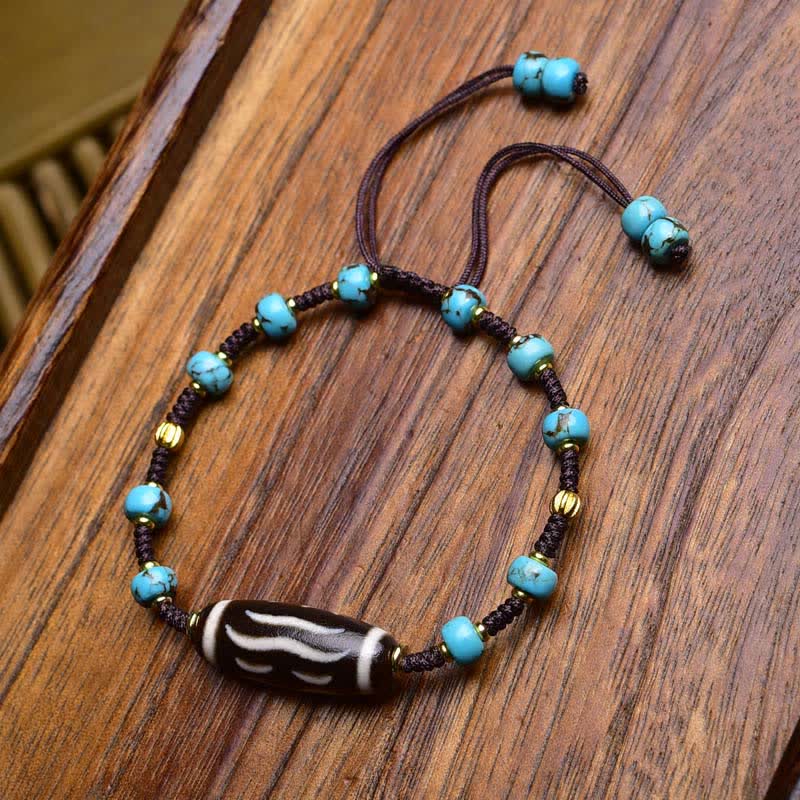 EverestArtStudios Dzi Beads South Red Agate Braided Rope Protection Bracelet
