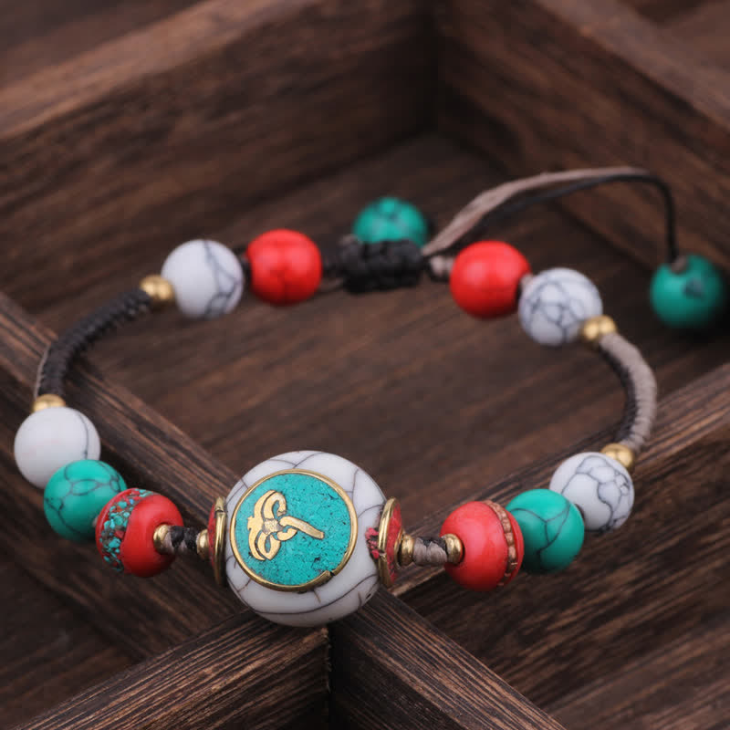 EverestArtStudios Turquoise Amber Tibet Braided Rope Love Bracelet