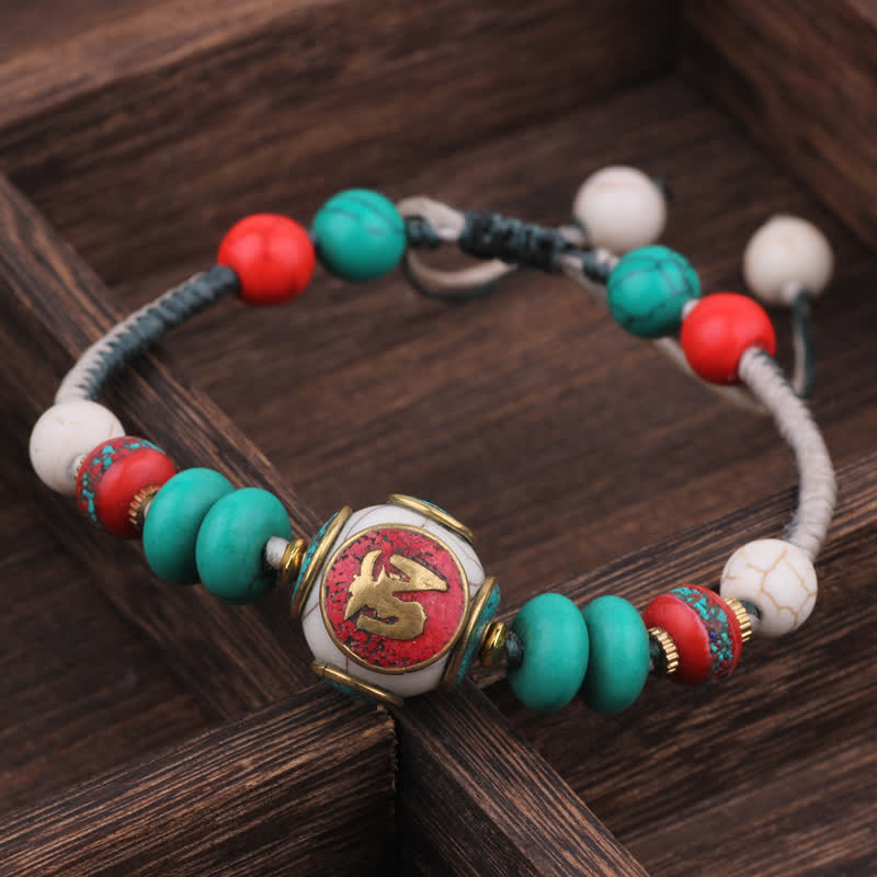 EverestArtStudios Turquoise Amber Tibet Braided Rope Love Bracelet