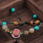 EverestArtStudios Turquoise Amber Tibet Braided Rope Love Bracelet