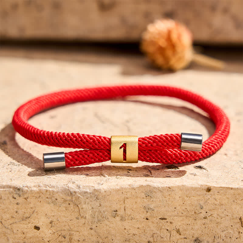 Buddha Stones Single-Digit Angel Numbers Adjustable String Protection Bracelet