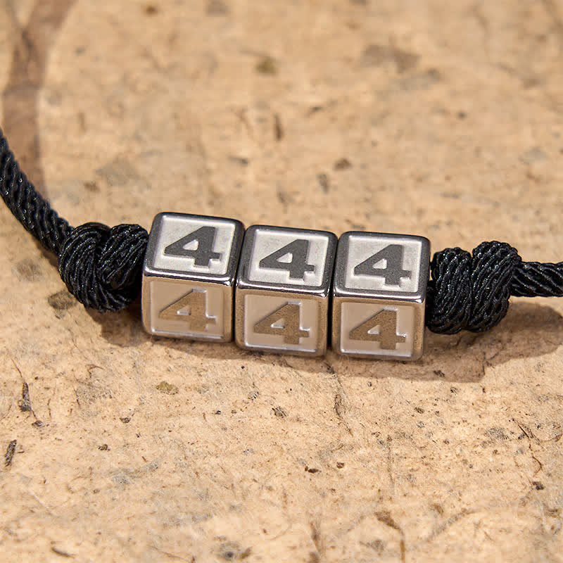Buddha Stones Titanium Steel 000-999 Angel Numbers Adjustable Black String Faith Bracelet