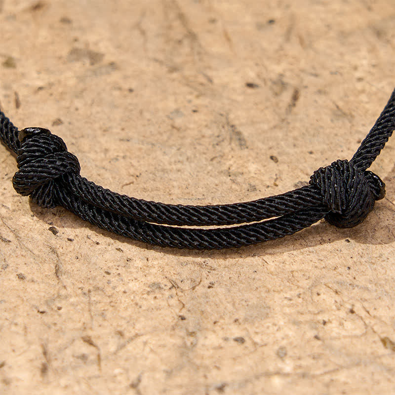 Buddha Stones Titanium Steel 000-999 Angel Numbers Adjustable Black String Faith Bracelet