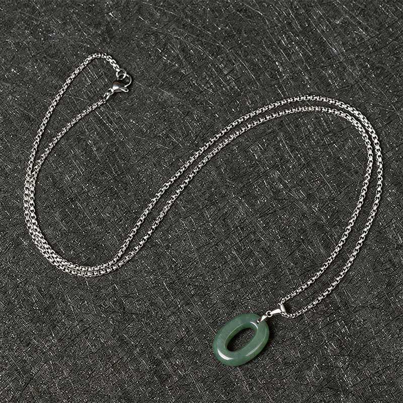 EverestArtstudios Natural 0-9 Angel Numbers Jade Titanium Steel Chain Prosperity Necklace Pendant