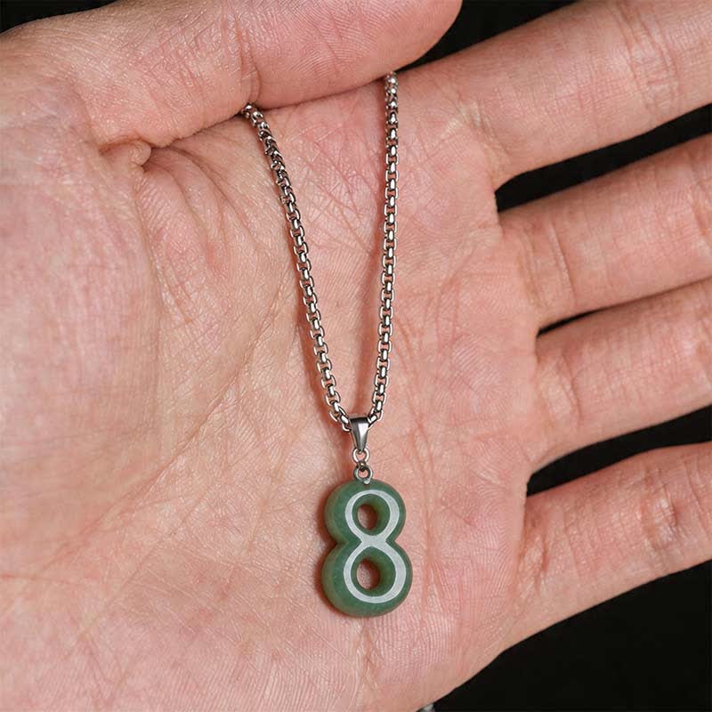 EverestArtstudios Natural 0-9 Angel Numbers Jade Titanium Steel Chain Prosperity Necklace Pendant
