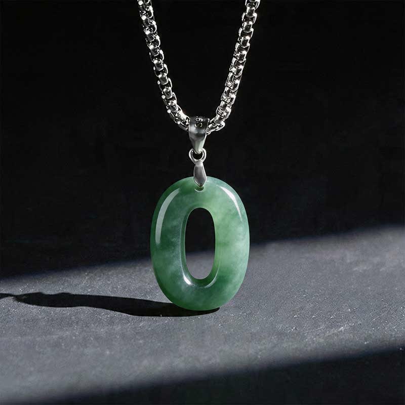 EverestArtstudios Natural 0-9 Angel Numbers Jade Titanium Steel Chain Prosperity Necklace Pendant