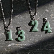 EverestArtstudios Natural 0-9 Angel Numbers Jade Titanium Steel Chain Prosperity Necklace Pendant
