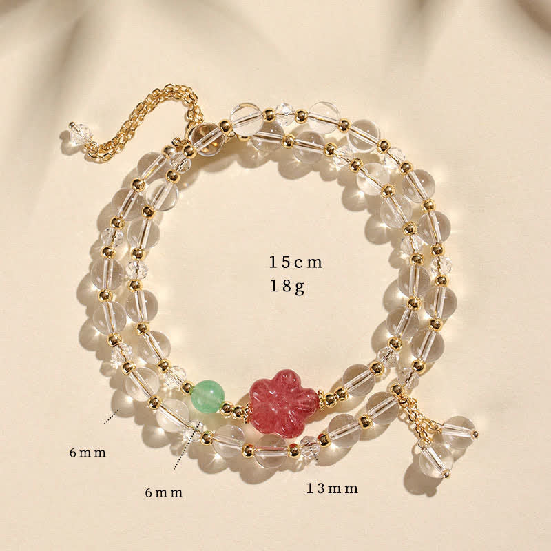 Buddha Stones Natural Strawberry Quartz Double Wrap Crystal Healing Bracelet