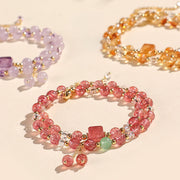 Buddha Stones Natural Strawberry Quartz Double Wrap Crystal Healing Bracelet
