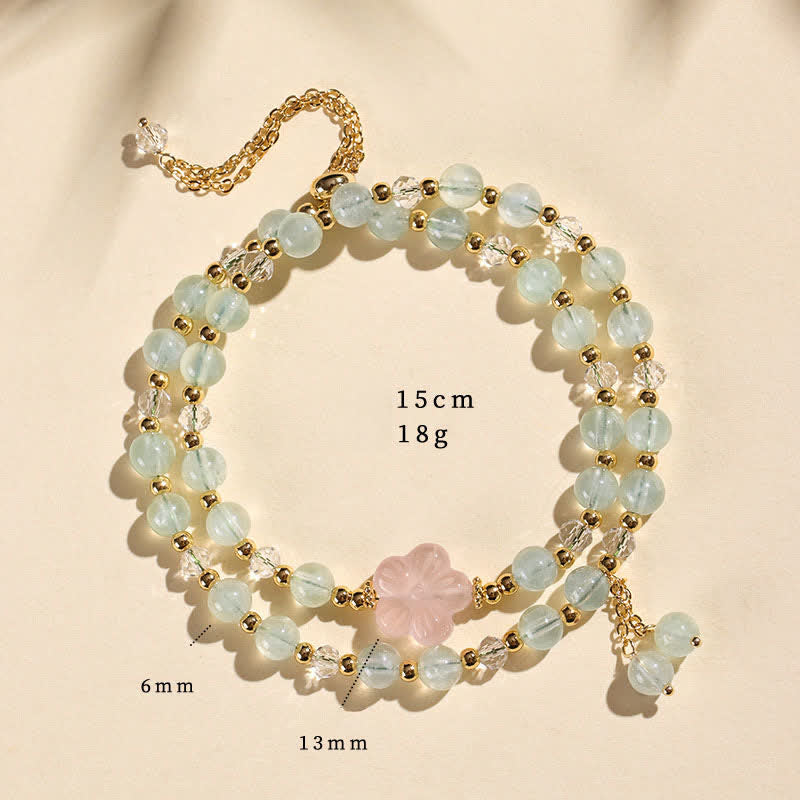 Buddha Stones Natural Strawberry Quartz Double Wrap Crystal Healing Bracelet