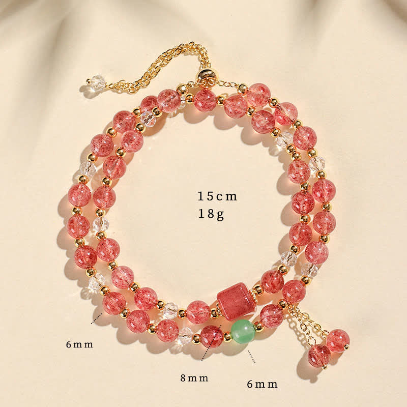 Buddha Stones Natural Strawberry Quartz Double Wrap Crystal Healing Bracelet